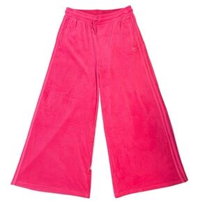 Adidas x JEREMY SCOTT Velour Wide Leg Track Pants Womens Large Hot Pink Flare